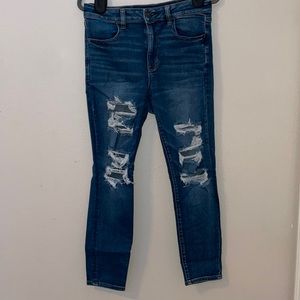 American Eagle, high-rise, straight leg, blue jeans